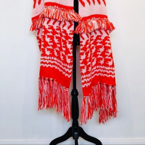 Free People Mile High Print Fringe Scarf Orange - Picture 7 of 9